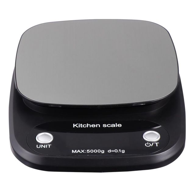 Balance Cuisine Numérique Noir 0,1g 5kg en Acier Inoxydable