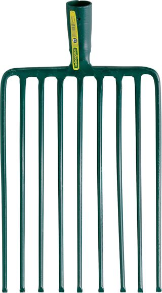 LEBORGNE - Fourche Cailloux Douille 9 Dents - Acier Forgé et Trempé - Dents Extérieures Surélevées - Sans Manche - Largeur 26 cm - Pour Foin et Déchets Végétaux - Jardinage Professionnel