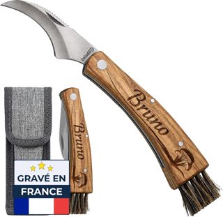 KDO MAGIC Couteau à champignon personnalisé gravé étui inclus