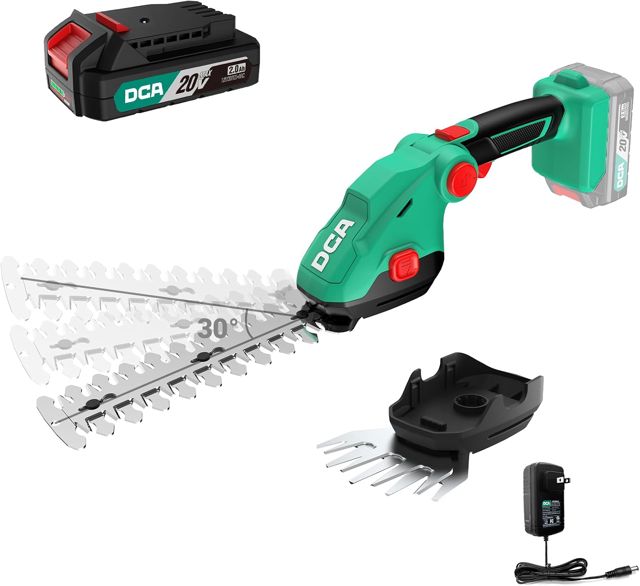 DCA Cisaille à Gazon sans Fil 20V,Taille-Haie et Coupe-Bordures 2 en 1