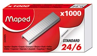 Maped agrafes 24/6, zinguées, boîte de 1000 agrafes - 324405