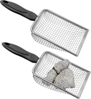 Lot de 2 tamis de jardin en métal avec poignée antidérapante - Passoire à sable en acier inoxydable de 3,8 mm et 5 mm - Pour terre, sable, pierres, compost
