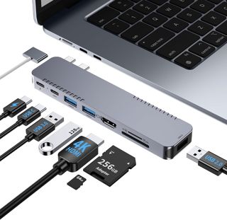 BHHB Hub USB C Adaptateur pour MacBook Pro Air Dock 8 en 2 Adaptateur pour Mac Book 4K@30Hz HDMI Thunderbolt 4/3, USB 3.0, SD/TF, Hub USBC Docking Station d'accueil USB C pour Mac M5 M4 M3 M2 M1