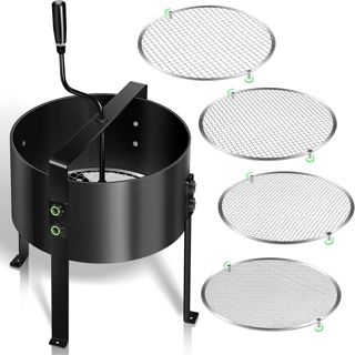 Tamis Rotatif Manuel amélioré pour Jardin, Tamis à Compost, Filtre à Mailles de 13 Pouces avec 4 Tamis interchangeables (3/6/9/12 mm), Tamis horticole Rotatif Moderne