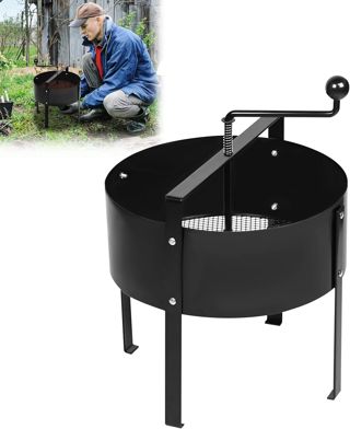 LARS360 Tamis de sol rotatif, Ø 40 cm, tamis à compost, tamis de jardin, tamis de sol, manuel rotatif pour le jardinage (noir)