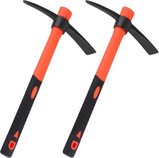 Lot de 2 pioche pointue rouge - 38 x 23 cm - Avec manche - Pour jardin, sol