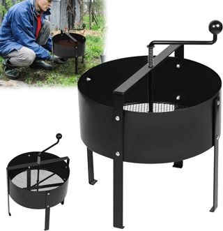 XMTECH Tamis de jardin manuel rotatif - Passoire à compost - Passoire à compost - Passoire à compost - Passoire de jardin - Passoire à manivelle - Avec filtre en filet et poignée - Noir