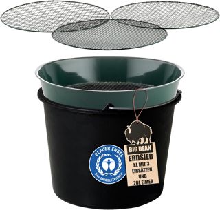 Tamis de jardin en métal avec 3 tailles de mailles 6,4 mm/9,5 mm/12,7 mm, Tamis à sable rond, Diamètre 37 cm, Hauteur 8 cm, Tamis de jardin, Tamis à pierres, Tamis à compost, Lot de 1 pièce