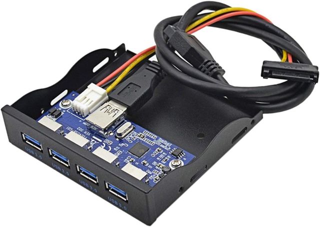 Cablecc Hub USB 3.0 4 Ports Panneau Avant vers Carte mère 20 Broches pour Baie Disquette 3,5"
