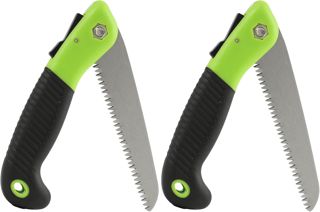 2PCS Scie Pliante à Main, Scie à Elaguer Portable per Élagage Outil de Jardinage Portable, avec Poignée Ergonomique Antidérapante, et Lame en Acier Trempé, per Camping et Travaux Extérieurs