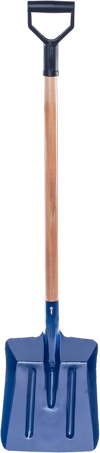 KADAX Pelle à Charbon en Acier, Pelle avec Long Manche en Bois, bêche avec poignée en D pour Les graviers, Les déchets, Pelle à Charbon, Pelle à poussière (W : 27 cm, Bleu)