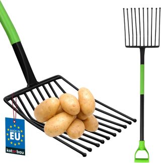 KOTARBAU® Fourchette à Pommes de Terre Fourche de Jardin 10 Dents Fourche à Bêcher avec Manche en Métal 120 cm Fourche à Compost à Fumier Outil de Jardinage Accessoire de Jardin