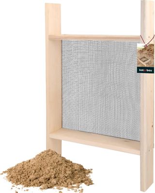 KOTARBAU® Tamis Sable - Tamis Jardinage - 2 x 2 mm - Acier - 80x50 cm - Terre Cailloux - Robuste - de Maçonnerie - avec Cadre en Bois - pour Chantier