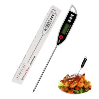 Thermomètre de Cuisine Étanche IPX7 Lecture Instantanée avec Sonde Longue en Acier Inoxydable, Thermomètre Numérique pour Alimentaire Viande Eau Liquide BBQ Bougie Lait Pâtisserie Conversion °C °F