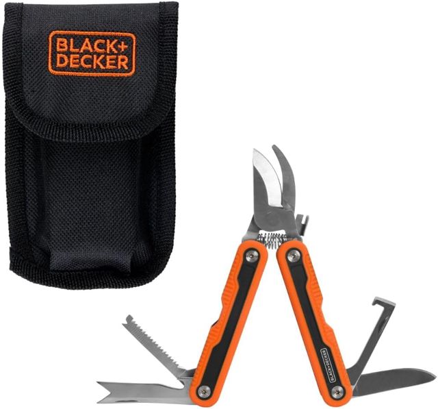 BLACK+DECKER Secateur Outil Multifonction Jardin - Pince Multifonctions avec 6 Fonctions Dont Scie Couteau et Extracteur de Racines - Outillage de Jardin avec Housse