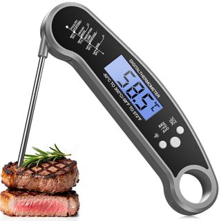 Thermometre Cuisine,2-3s Lecture instantané thermomètre cuisine,étanche sonde temperature cuisine, avec Écran LCD, Sonde Pliable pour Cuisson, Viande, BBQ, Patisserie, Accessoires
