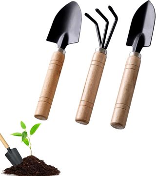 Lot de 3 Petite Pelle Jardinage, Outils de Jardinage Kit Jardinage Enfant 1 Pelle à terreau, 1 Transplantoir, 1 Fourche pour Pot de Jardin, Plantes et semis