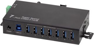LogiLink Hub 4 Ports (USB 3.0) avec Bloc d'alimentation, Design Industriel, 5 Gbit/s, 10 W, avec Protection Contre Les surintensités, Les surtensions et Les Courts-Circuits