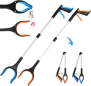 Pince Ramasse Objet, 2pcs Outils de Ramassage, Pince de Préhension, Pince Telescopique avec Crochet Magnétique, Pince Ramasse Dechets, Pliable Rotative 360°Pince Ramasse Dechets (M2)