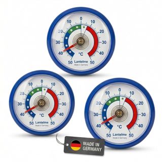 Lantelme Thermomètre de réfrigérateur bimétallique | Taille Ø 52mm x 12mm, autocollant | Plage de température -50°C à 50°C | congélateur, glacière, refroidissement, réfrigérateur | Noir Rouge Jaune