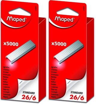 MAPED Agrafes 26/6 zinguées Boite de 5000 (Lot de 2)