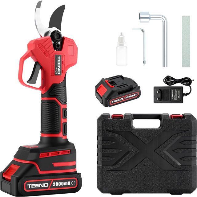 TEENO Sécateur Électrique Sans fil (deux batteries 4000mAh avec écran)30CM，pour la taille, le jardinage, les arbres fruitiers et le vignoble