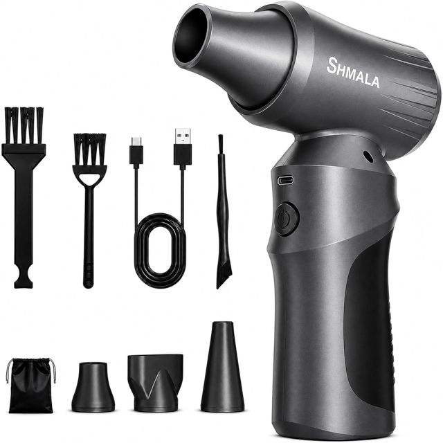 Plumeau à air comprimé – Super puissant 300 000 tr/min sans fil, moteur sans balais rechargeable, 3 vitesses réglables, souffleur d'air portable pour claviers, PC, ordinateurs portables, voitures