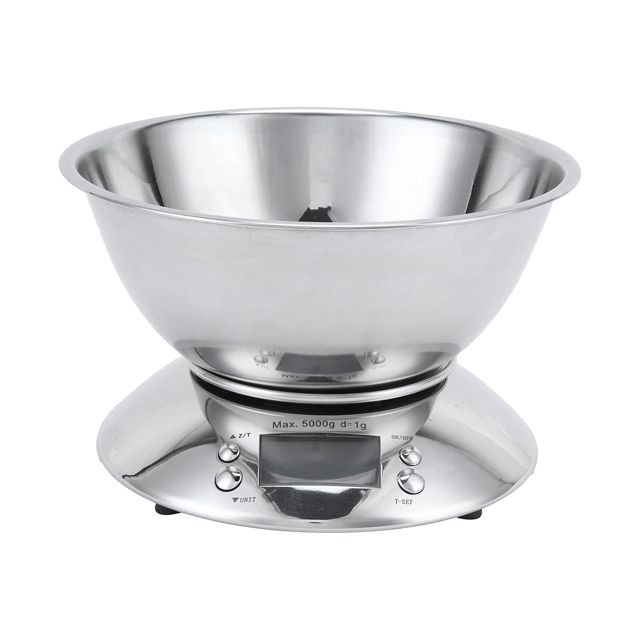 Aramox Balance de Mesure en Acier Inoxydable, Bol Amovible, 1g à 5kg pour les Aliments et les Ingrédients dans la Cuisine Domestique