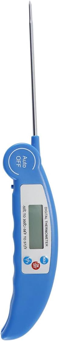 Ludom Thermomètre à Viande numérique instantané, sonde Alimentaire précise avec écran LCD rétroéclairé, Longue sonde Pliable pour Cuisiner, Griller, Lait (Bleu)