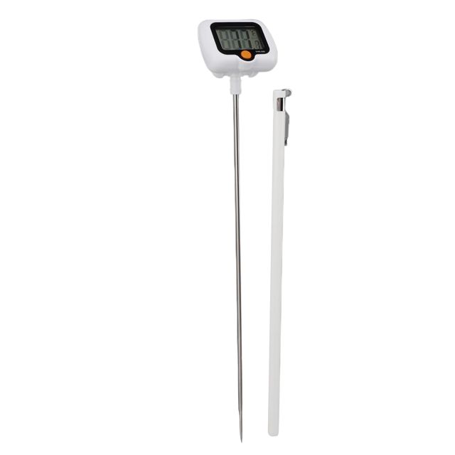 Keenso Thermomètre Numérique à Bonbons, Sonde Rotative, Thermomètre à Huile pour Frire, Griller, Cuisiner, Bol ABS Hygiénique, Griller, Pâtisserie - Acier Inoxydable, Blanc