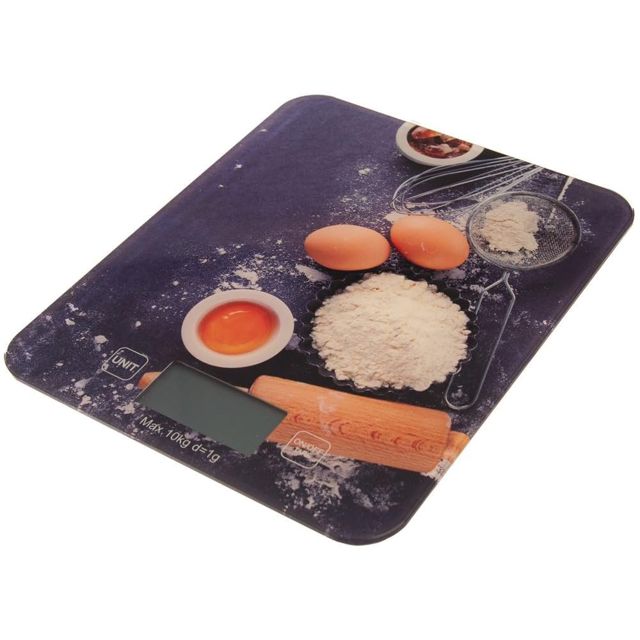 Orion Balance de cuisine numérique en verre trempé, jusqu'à 10 kg, précision de 1 g, écran LCD, fonction tare, 3 unités (g, ml, oz), pieds antidérapants