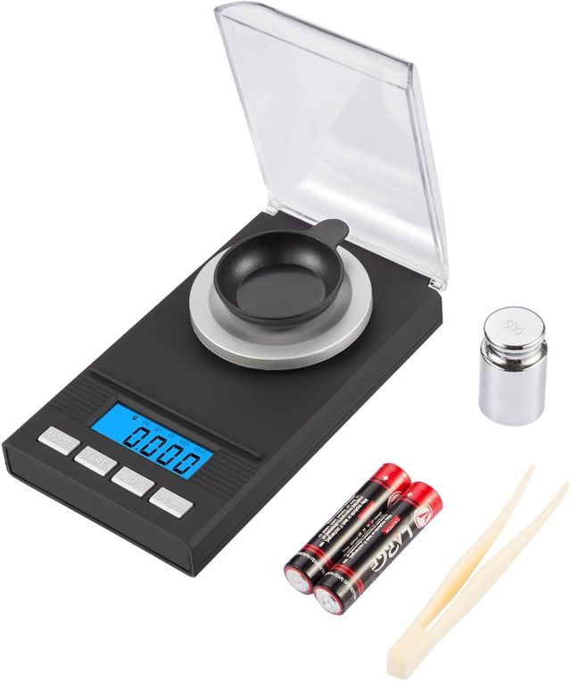 Balance de Precision, 50g/0,001g, Pesage de Haute Précision, Balances de Bijoux de Poche, Balance Numérique Portable Avec Affichage LCD, Livré avec Poids de Calibrage, Pincette et Plateau de Pesée