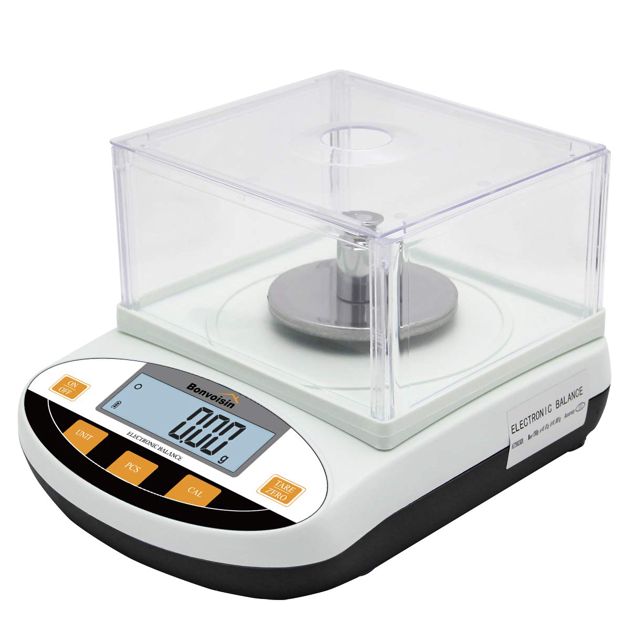 Bonvoisin Balance de Laboratoire Scientifique de Précision 0.01g Balance de Bijoux d'Or Balance de Cuisine avec Pare-Brise Conversion D'Unité (2000g, 0.01g)