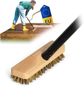 Novaliv Brosse à récurer en bois avec poils - Avec filetage et manche à vis - 4 pièces - Brosse à récurer Union - Idéale pour le nettoyage du balcon, de la terrasse, du jardin, de l'intérieur et de