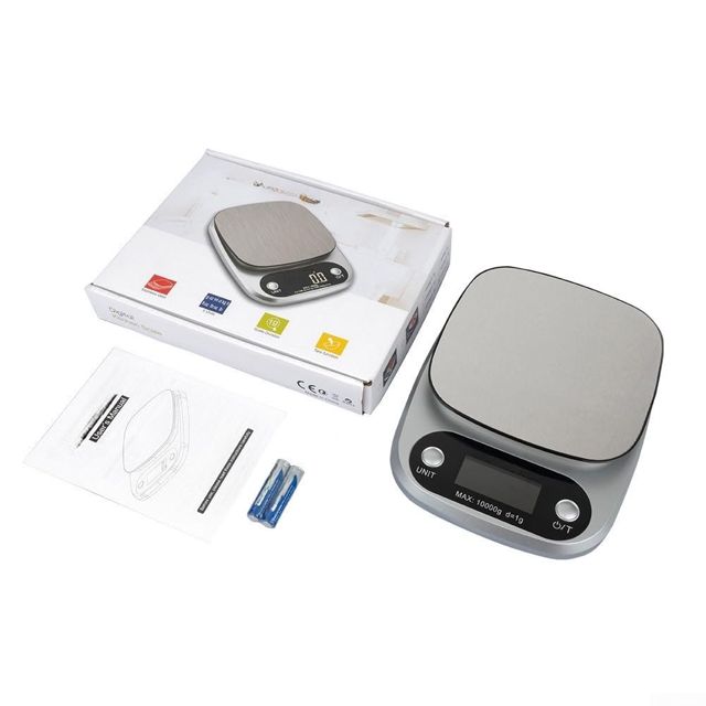 Balance de cuisine numérique en acier inoxydable 10 kg IPX6 étanche Balance de cuisine numérique USB-C Rechargeable Grande plateforme en acier inoxydable Balance de cuisine 10 kg Fonction tare Balance