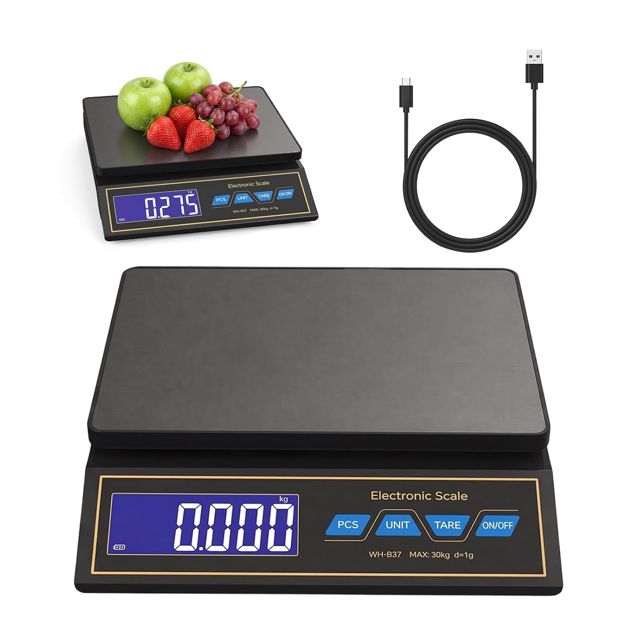 Balance de cuisine numérique 30 kg, balance de cuisine numérique étanche avec écran LCD, balance alimentaire multifonction, haute précision jusqu'à 1 g, fonction tare, bouton tactile, balance