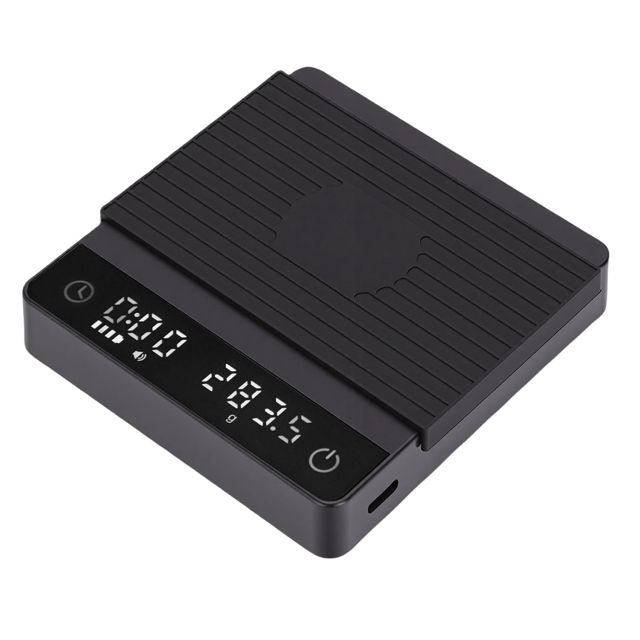 Fdit Balance à café, Balance de Cuisine de Haute Précision 2000g/0,1g avec Minuterie et écran rétroéclairé 8,7x9,2 Cm à Expresso Portable pour le Brassage