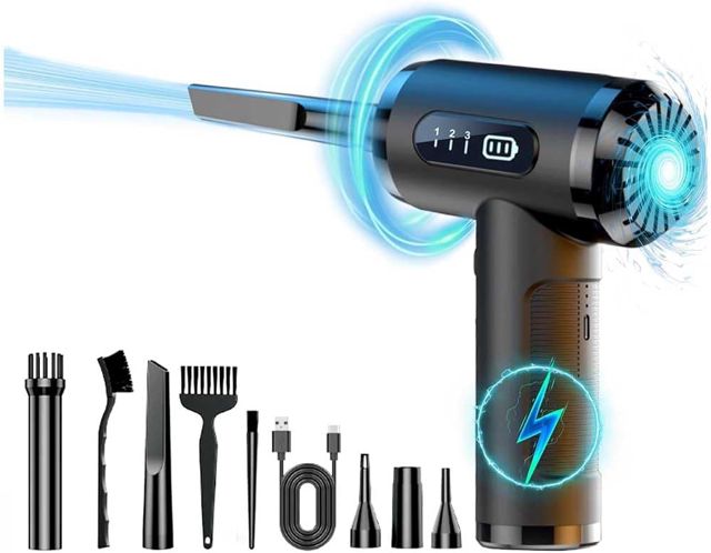 Ventilateur à air comprimé avec écran HD, kit de nettoyage rechargeable et portable pour ordinateur, ordinateur portable, maison et bureau