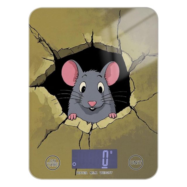 Balance de cuisine murale amusante en forme d'animal marron facile à nettoyer 5 kg/5 g Poids numérique avec 4 unités pour la cuisson des régimes et la pâtisserie (piles non incluses)