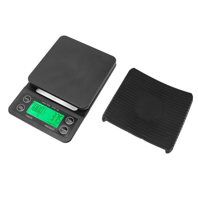 Fdit Balance à café Numérique, Précision Très Précise de 0,1 G avec Minuterie, Portable et Légère pour Verser sur des Grains de café Expresso, Cuisson en Cuisine, Tapis en Silicone