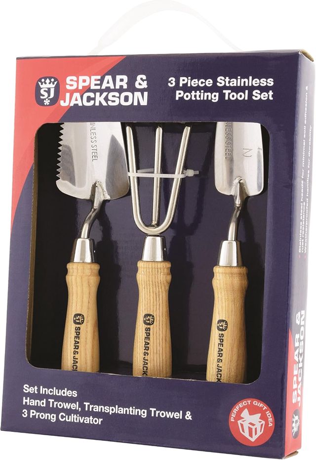 Spear & Jackson POTTING3PS – Ensemble de 3 Mini-Outils de Rempotage en Acier Inoxydable – Lames Poli-Miroir, pour Plantes d’Intérieur, Jardinières et Succulentes