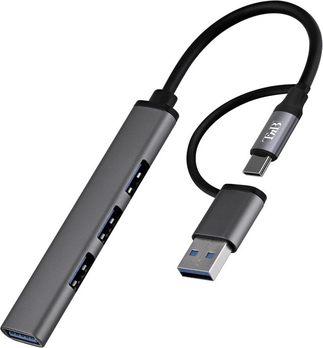 T'nB - Hub USB 4 Ports, USB-A et USB-C, Ultra Slim 8 mm