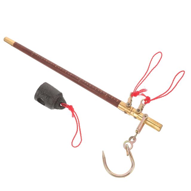 Amosfun Balance Mécanique Traditionnelle en Bois Crochet, Poids en Cuivre, 5 Jin, Portable Cuisine, Pesée Précise des Fruits Secs, Bijoux et Ingrédients, Décoration Intérieure Authentique