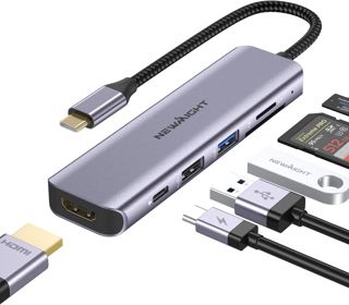 Newmight USB Hub C vers Double HDMI - Station d'accueil 7 en 1 avec 2 HDMI, 3 Ports USB 3.0, Port de données USB-C 3.0, PD 100 W, Compatible MacBook Pro, iPhone 15/Pro Max, HP, Dell