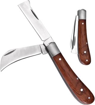 Serpette Greffoir,Greffoir Couteau Jardin，Serpette Pliante Lame Couteau Pliable Greffe D'élagage Double en Acier Inoxydable de Jardin
