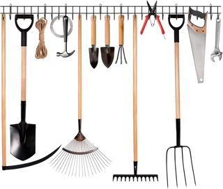 zacurter Support mural pour outils de jardin, garage, outils de jardin, crochets robustes pour outils de jardin, pelles, râteaux, tuyaux, cordes (160 cm)