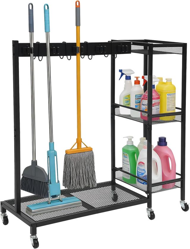 Support pour outils de jardin 85 x 30 x 85 cm, chariot de nettoyage à 3