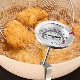 ReachMall Thermomètre à huile en acier inoxydable à lecture rapide haute température pour frire, griller, pâtisserie, confiserie, cuisine 23 cm