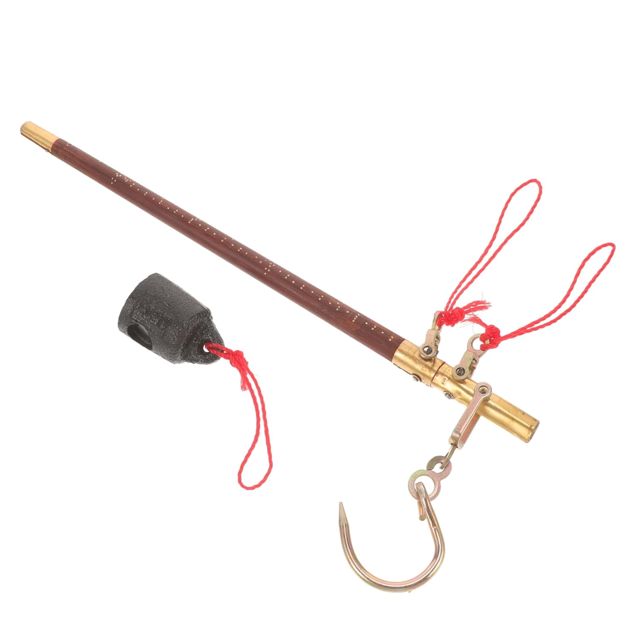 Zerodeko Balance Mécanique Vintage à Tige en Bois 5 Jin en Cuivre Poids, Balance de Poche Précise pour Fruits Secs et Bijoux, Outil de Mesure Traditionnel Cuisine et Maison