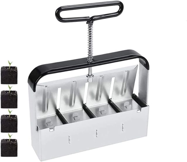 Outil de blocage de terre manuel - Outil de jardinage presse motte - 5,1 cm - Bloque le sol - Avec poignée antidérapante, presse motte pour semis, confortable pour planter, transplanter, serre